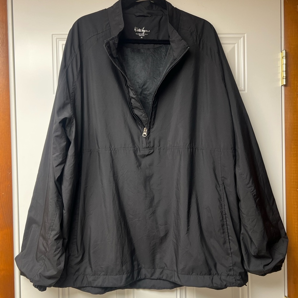Walter Hagen Men’s XL Black Windbreaker Pullover Golf Jacket 1/4 Zip Mesh Lined